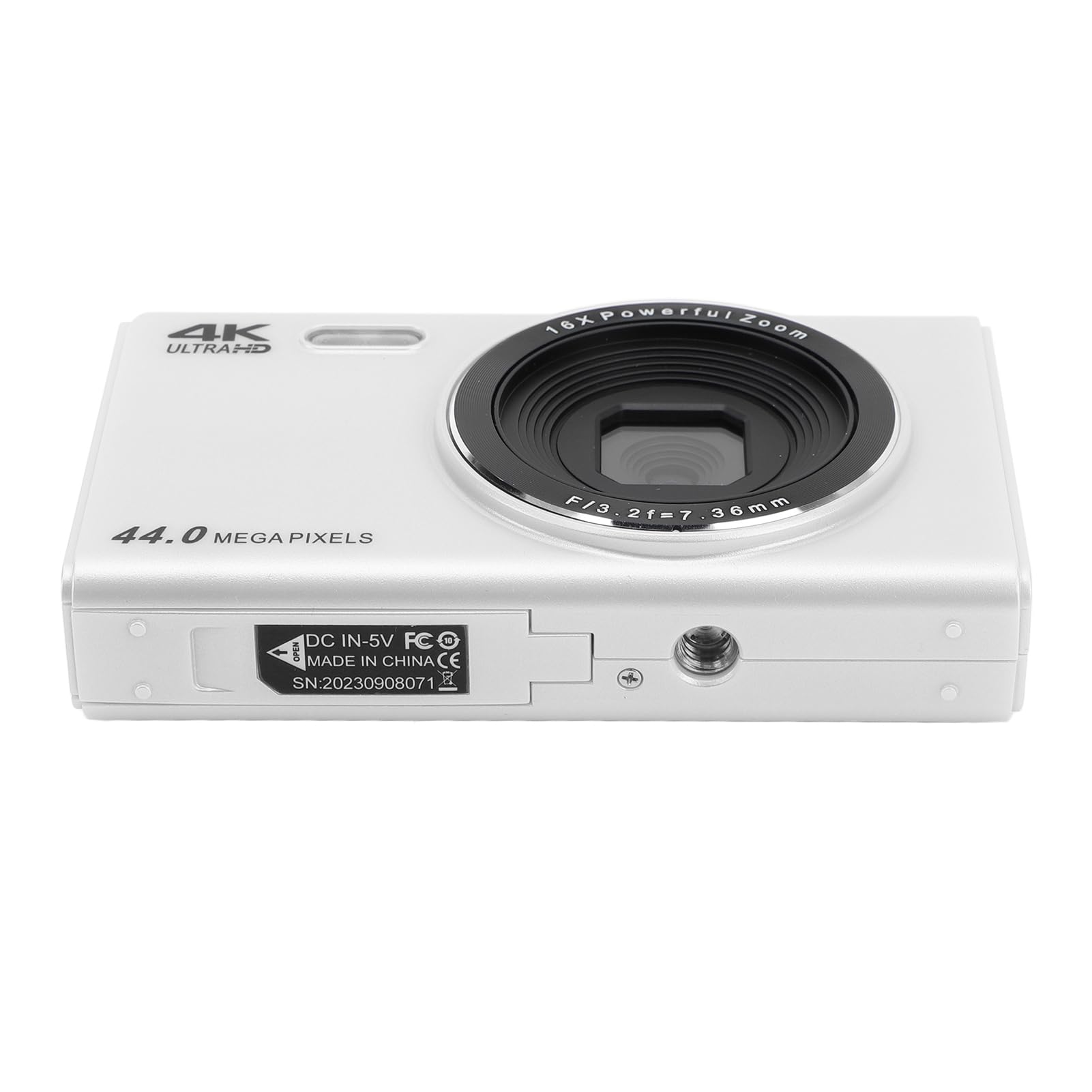 Tbest Kamera Cyfrowa 4K Kompaktowy Przenośny 44MP 16x Zoom Autofocus Anty Shake 2,4 -calowy Ekran dla Nastolatków dla Dzieci Fotografowanie Vlogging (WHITE)
