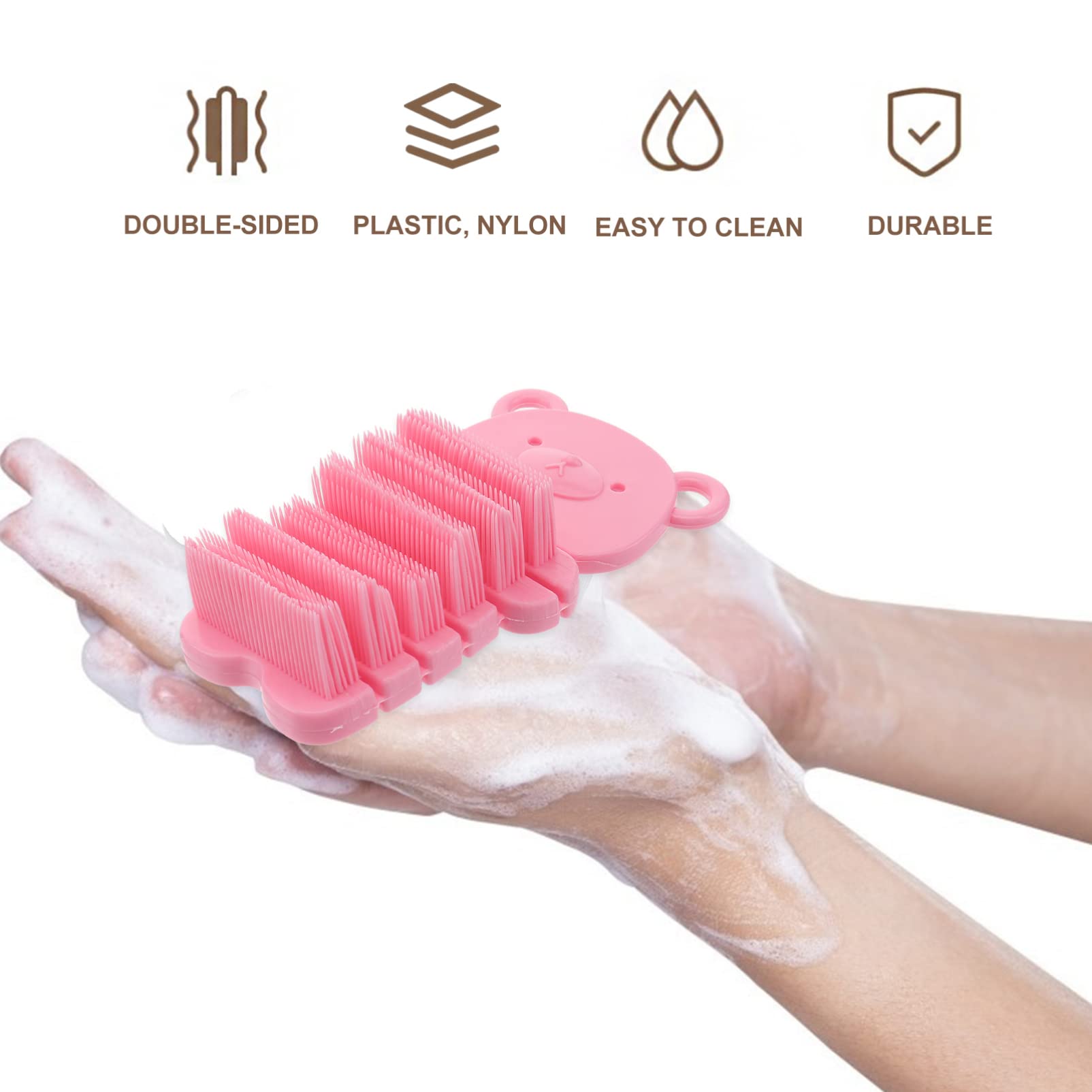 FRCOLOR 6pezzi Per Unghie e Mani Spazzole Per Rimozione e e Colori Giallo e Rosa