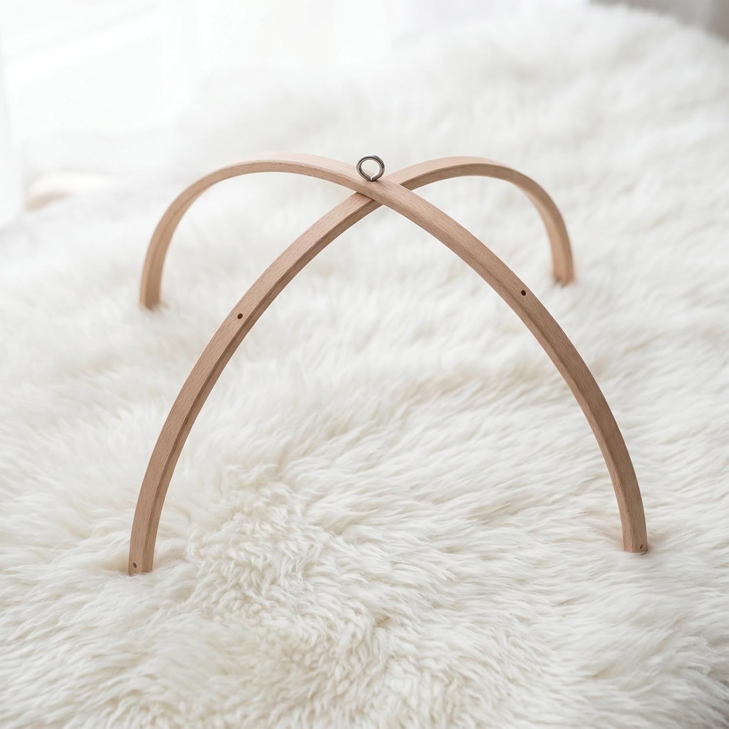 Wooden Mobile Frame for Nursery - DIY Mobile Crib Bed Bell Frame - Semicircle Bamboo Wind Chime Hanging DIY Handicraft for Home Infant Baby Room