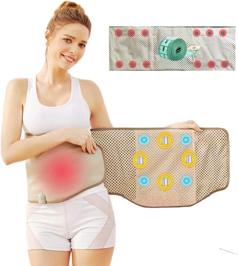 Electric Slimming Belt, with Hot Compress,360° Full CircleHeating,4 Massage Modes, Widening, Relieve Belly Waist Pain, Must Plug in Use, Free Measuring Ruler, for Women & Men
