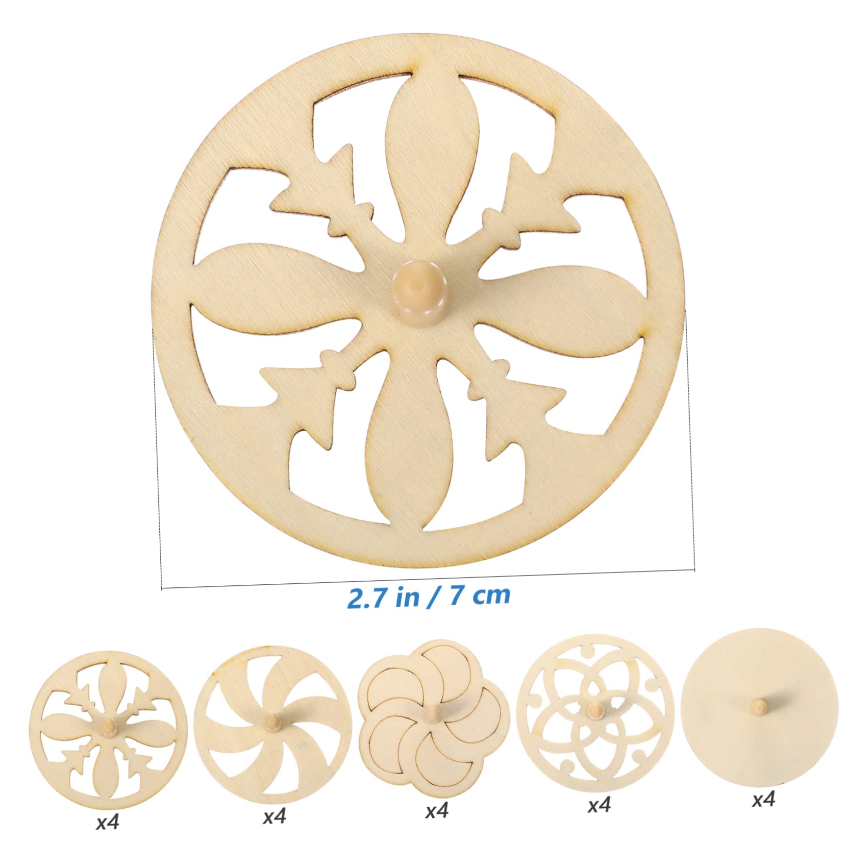 GARVALON Wooden Gyroscope Toys for Kids 20pcs Unfinished Spinning Tops Paint Your Own Craft Toys Random Color