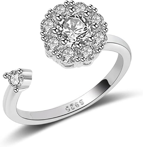 COLORFUL BLING Anillo giratorio para la ansiedad, anillo giratorio de girasol, anillo de mal de ojo para aliviar la ansiedad y el estrés, anillo de