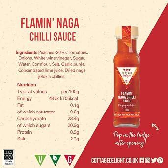 Cottage Delight - Flamin Naga Chilli Sauce - 100ml, Orange