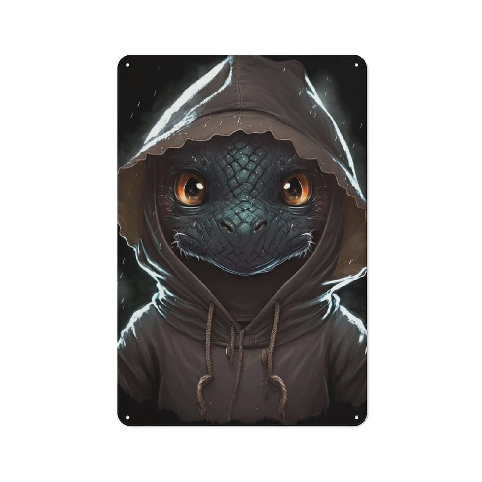 Junmoney Dragon With A Hoodie Metal Wall Sign 30X20cm Featuring For Home Bar Wall, For Themed Interiors In Home Bars And Entertaining Spaces