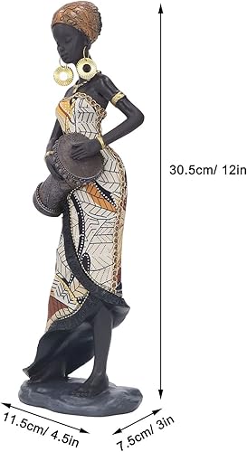 Miniatura 7 de Joyzan Estatua de tambor africano, tambor Djembe tallada a mano, auténtica, obra de arte tribal, instrumento de percusión étnica, artesanía