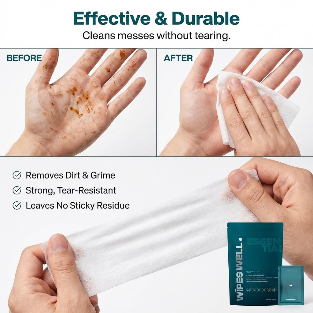 Essentials Hygiene Wipes – 21 Count – Fragrance-Free, Individually Wrapped, On-the-Go Clean, Infused with Aloe - pH Balanced - Paraben and Alcohol Free (Pack of 1)