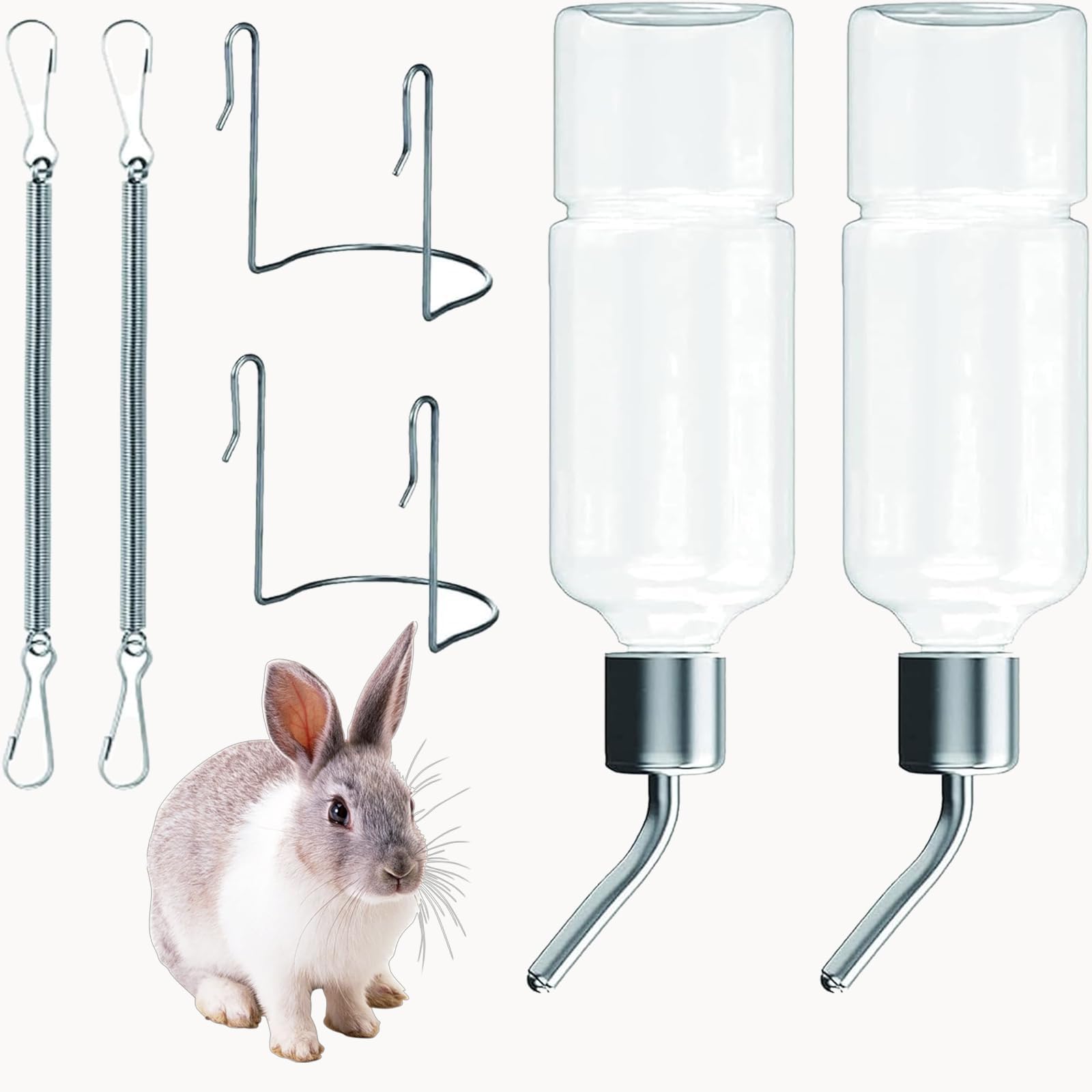 Rabbit Drinker, 2 Pieces 350 ml Hanging Drinking Bowl for Pets, Hamster Drinkers with Stand for Rabbits, Guinea Pigs, Hedgehogs, Hamsters and Other Rodents