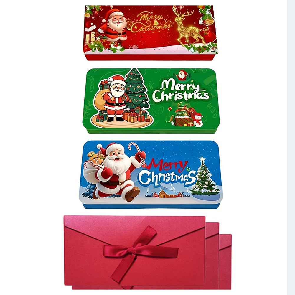 Vjsujehgy Christmas Money Holders 3 Pcs with 10 Slots, Xmas Cash Gift Card Holders Boxes, Surprise Envelopes