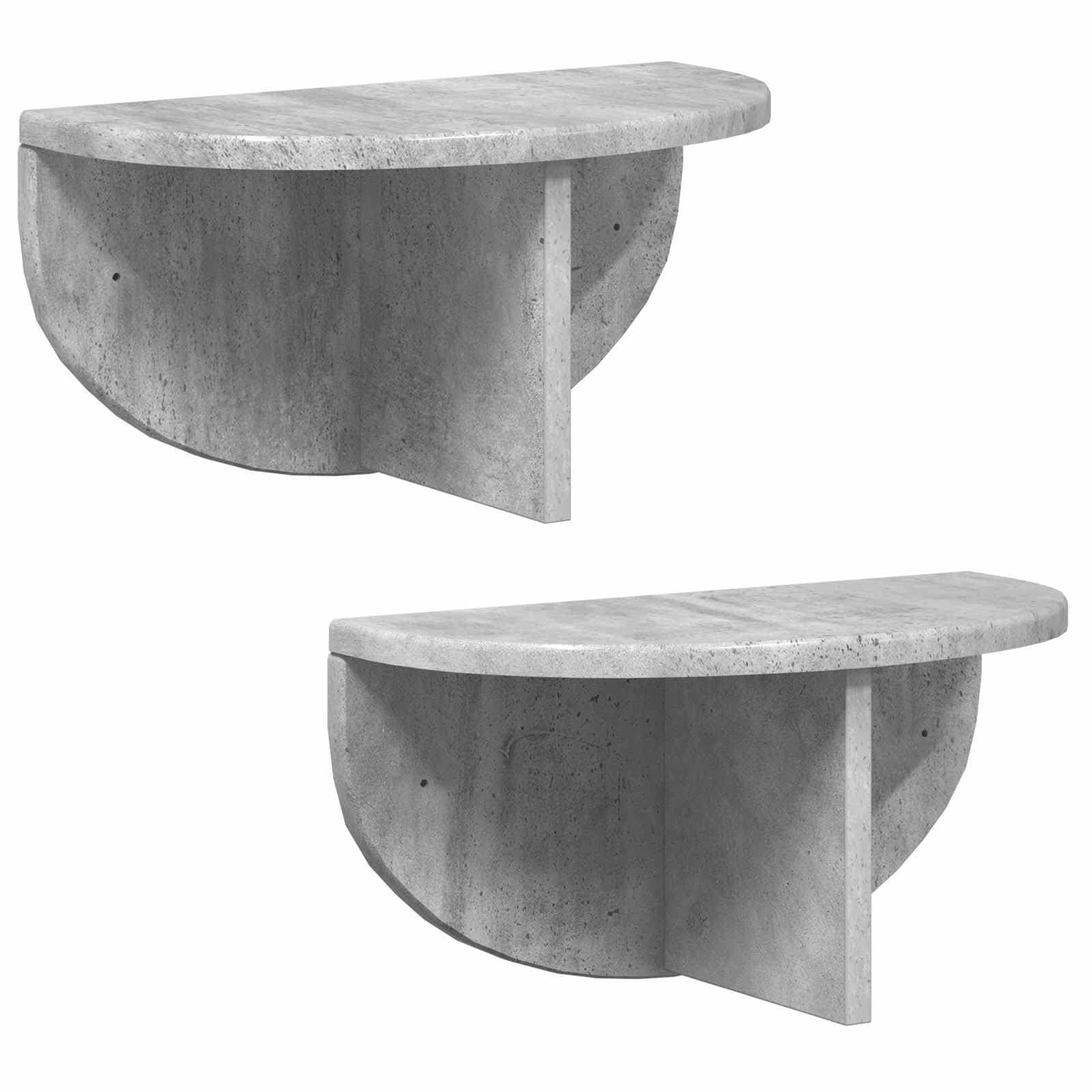 Beton szary zestaw półek ściennych, 2 sztuki, 38 x 19 x 19 cm, materiał drewnopochodny, do salonu, sypialni, biura, uniwersalny
