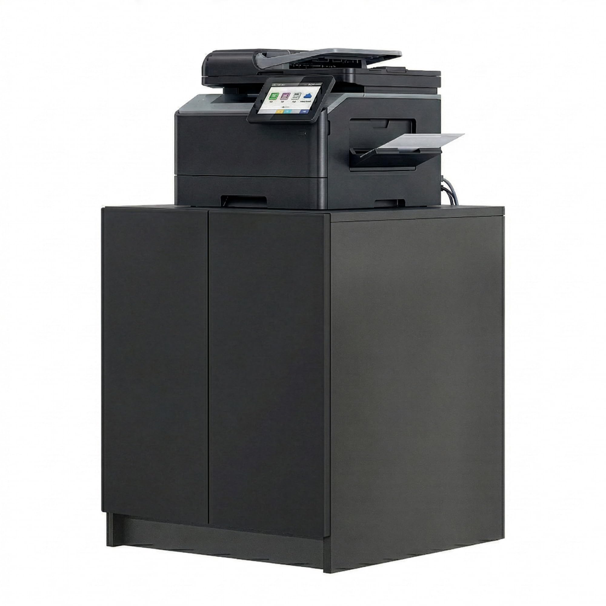 Druckerschrank Elona, Druckerkommode mit Soft-Close & Push-to-Open, Druckertisch, Büromöbel, Home Office & Büro, Schwarz matt (51 x 60,5 x 54 cm)