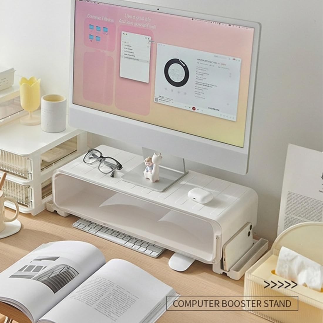 Blind Box Sammlerstücke Kompatibler Transparenter Desktop-Monitorständer mit Displayregal für Bürozubehör und Mini-Figuren
