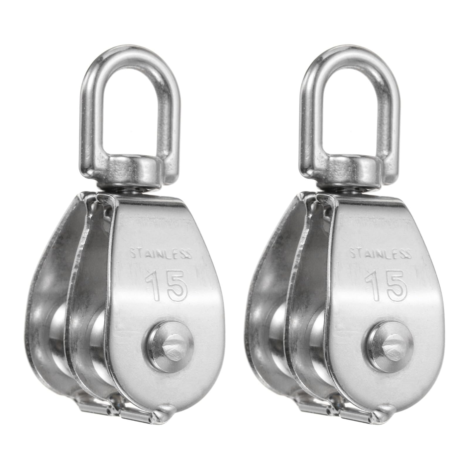 Tent Tightening Pulley Block 2 Pack M50 Double Pulley Blocks - 304 Stainless Steel Swivel Hook Pulleys For Lifting & Rigging M50 Pulley Roller