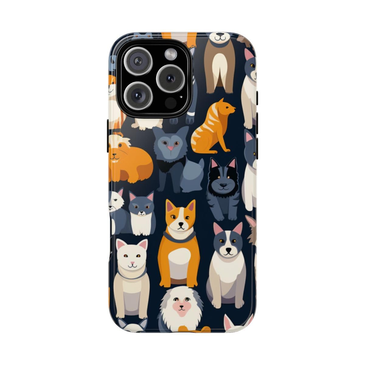 Coque rigide iPhone 16 Pro Max aux motifs chats et chiens colorés