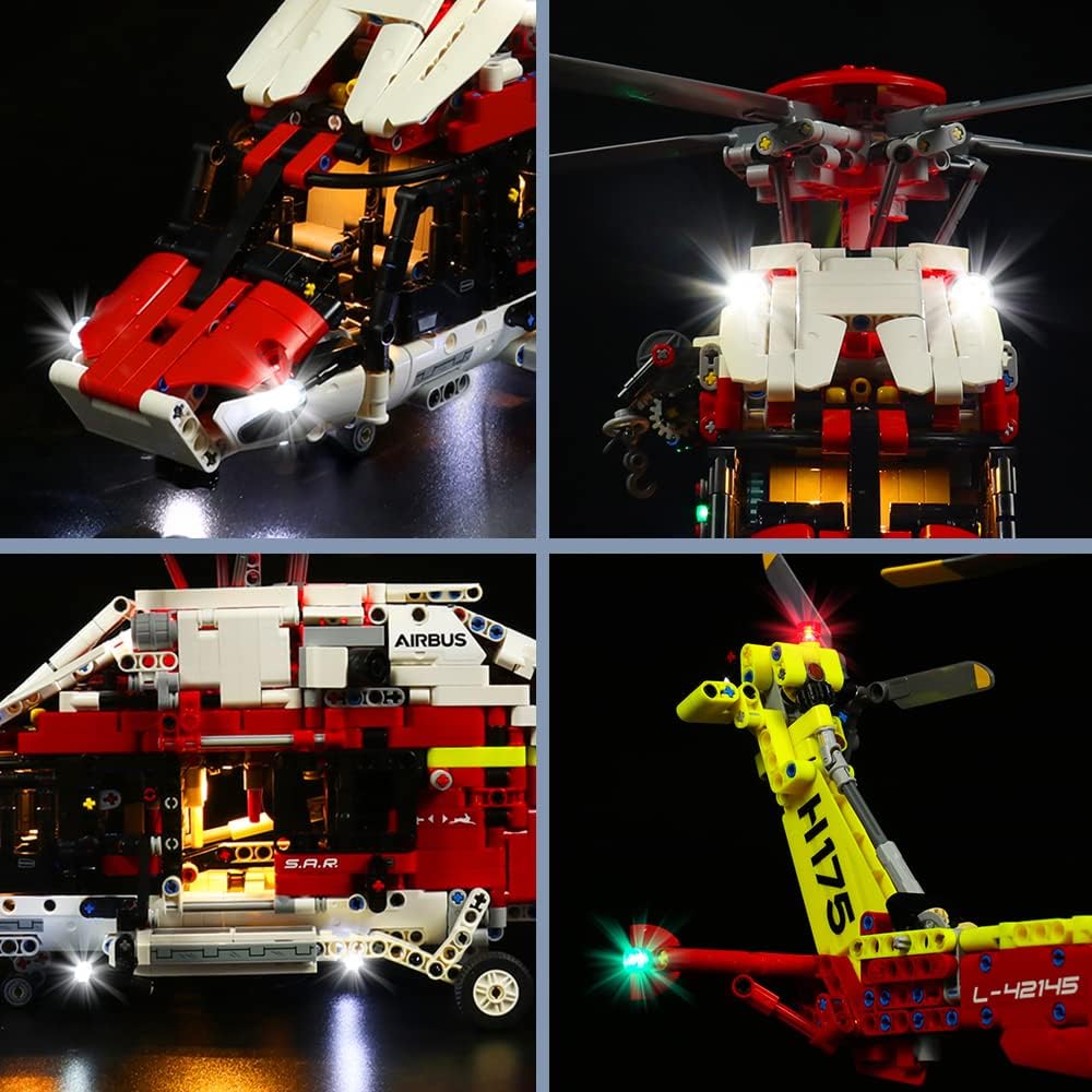 Light Compatible with Lego Technic Airbus H175 Rescue Helicopter 42145 Building, BrickBling Lighting Kit Compatible with Lego Helicopter (No Model Included)