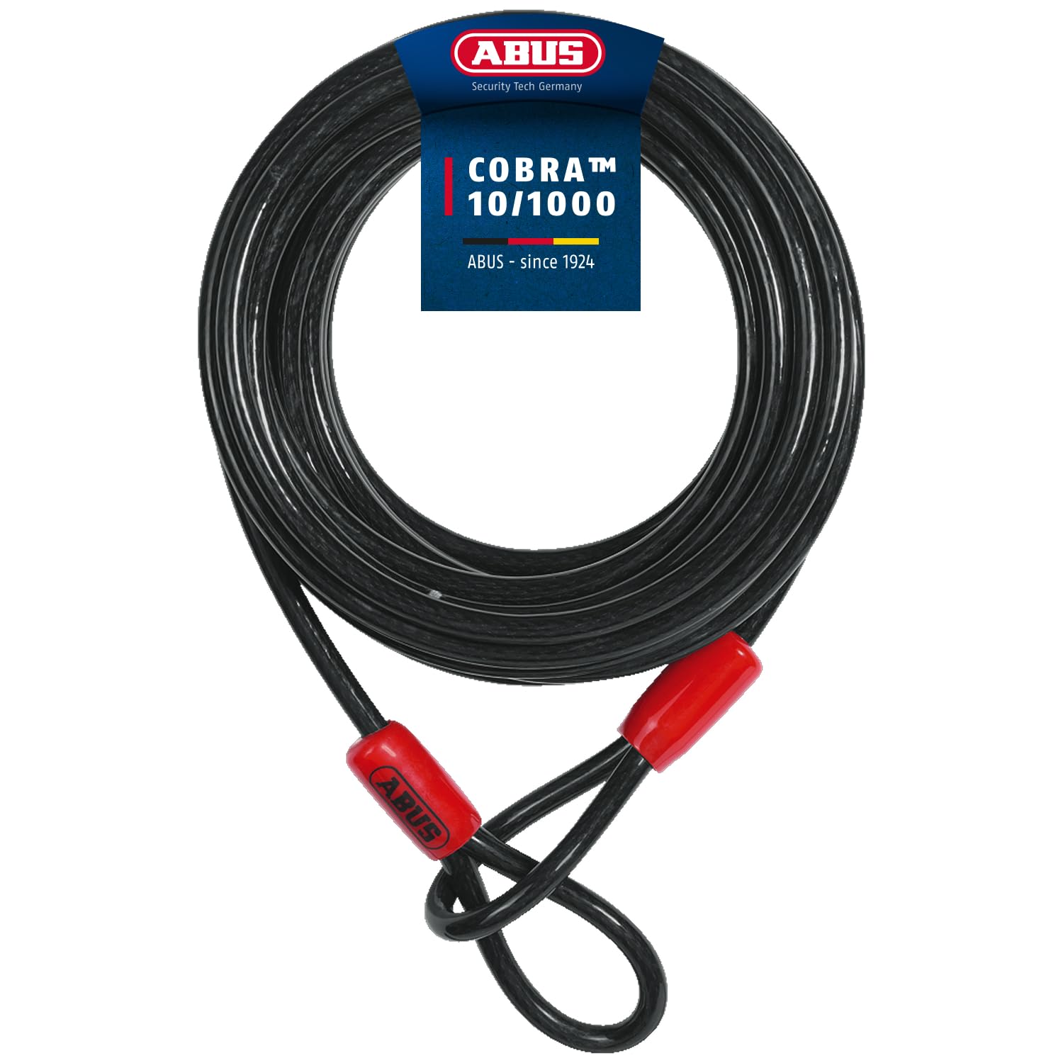 ABUS Câble en boucle Cobra 10 - Câble en acier gainé de plastique - Sécurité pour les accessoires de vélo et de moto - 10 mètres de long, 10 mm d'épaisseur