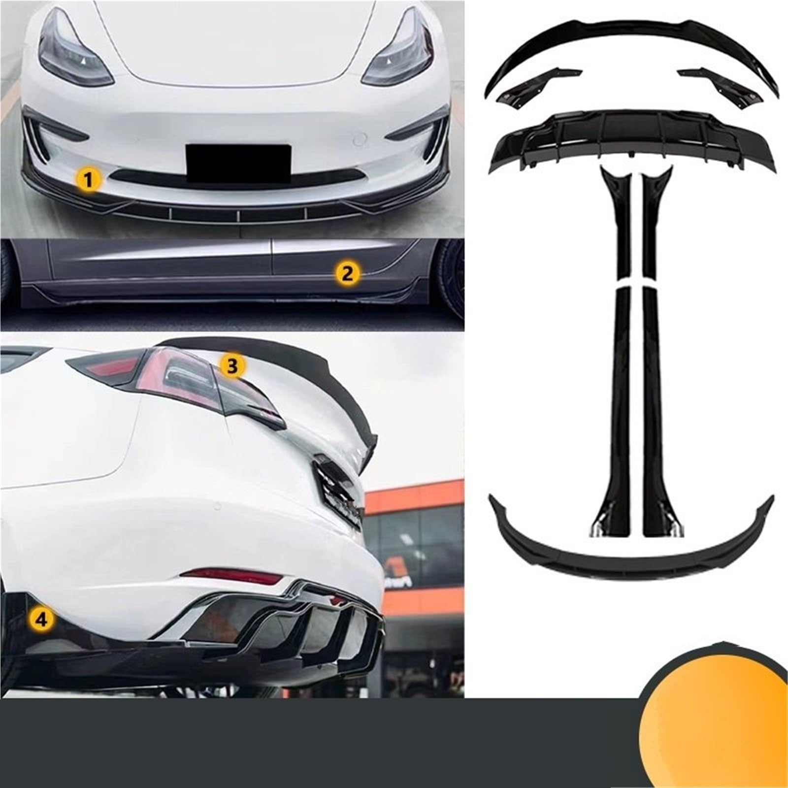 Spojlery tylne Do Tesla Model3 2016-2023 Spojler samochodowy | Body Kit Spoiler Tylny Dyfuzor Przedni Spojler Zderzaka Boczna Dokładka Części