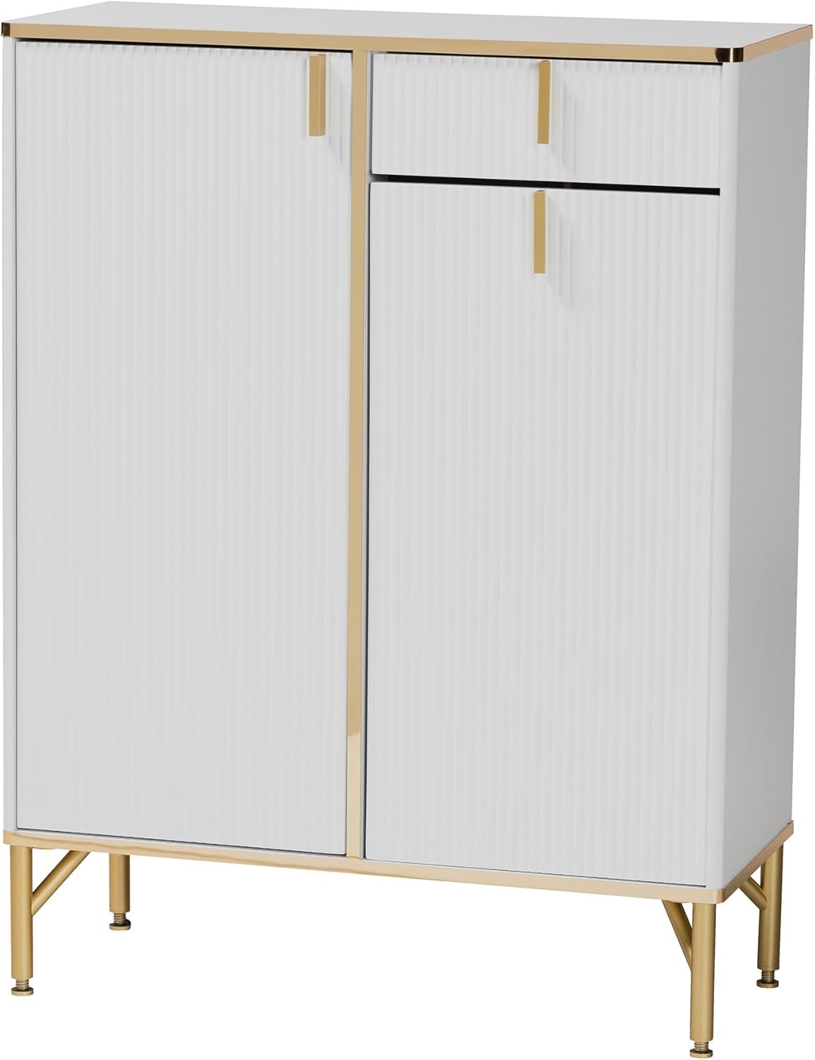 Baxton Studio Lilac Shoe 4Shelf, White/Gold