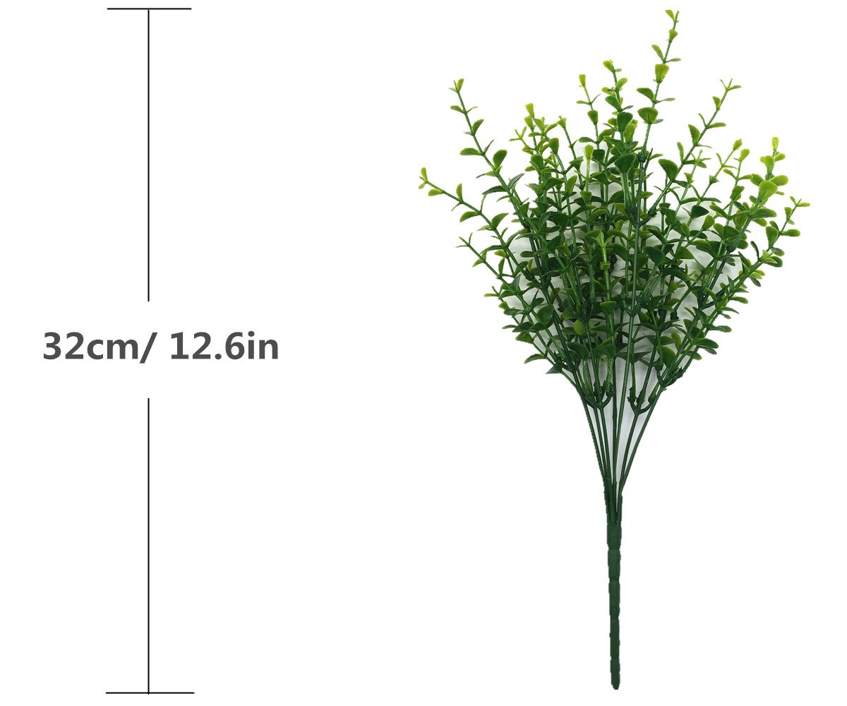 CATTREE Künstliche Eukalyptus-Pflanzen, Kunststoff-Weihnachtsdeko, künstliche Sträucher, grüne Blätter, Hochzeit, Innen- und Außenbereich, Haus, Garten, Veranda, Küche, Büro, Tischdekoration, 8 Stück