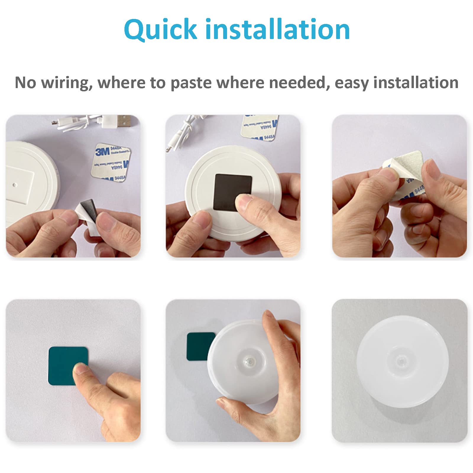 Luz Con Sensor De Movimiento, Luces LED De Cocina Bajo Mueble, Luz Nocturna Infantil, Lampara USB Recargable Para Escalera, Pasillo, Sótano, Cocina, Gabinete, 6 Pack Luces LED Para Armario,Blanco