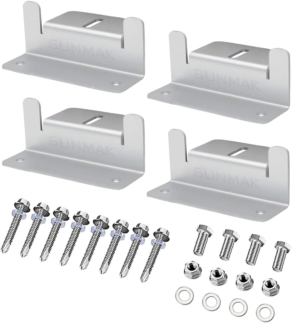 4 Units per Set Solar Panel Mounting Z Brackets, Solar Panel Mounting Brackets Lightweight Aluminum Corrosion-Free for RVs, Trailers, Boats, Yachts, Wall and Other Off Gird Roof