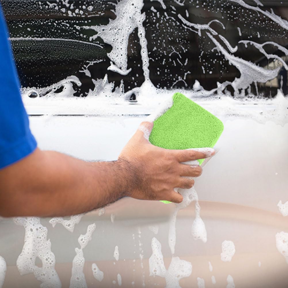 HOMEXCEL Microfiber Applicator Pads, Scratch-Free Car Wash Sponge for Cleaning, Premium Wax Foam Applicator Pads for Car Detailing, 5”x3”, 8 Pack, Green image 5