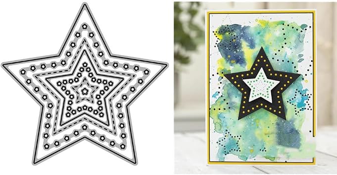 Five Pointed Star Border Label Metal Cutting Dies for Card Making, Paper Embossing Die Cuts Kit Templates Supplies, Photo Frame Album DIY Scrapbooking Stencils Sets