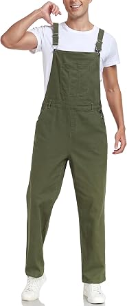 Mens Denim Bib Overalls Slim Fit Jean Jumpsuit | Fashion Work Stretchy Coveralls