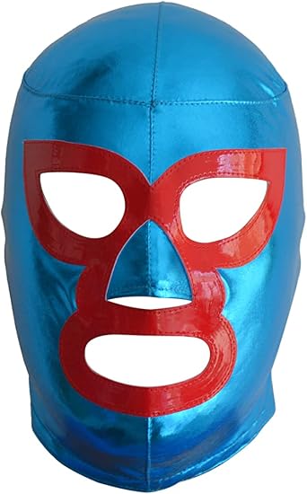 Deportes Martinez Adult Lucha Libre Wrestling Mask Nacho Libre Style Microfiber Mask, Adjustable Pro-Fit, Blue & Red Mexican Luchador Costume Mask for Cosplay, Halloween & Parties