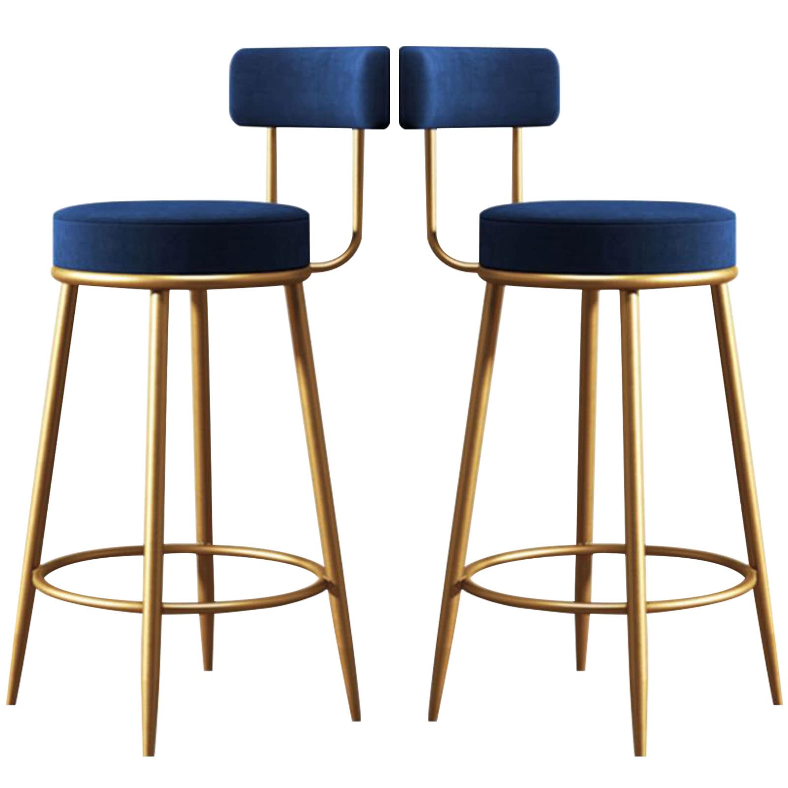 Tabourets de bar lot de 2 en velours et fer doré pour cuisine
