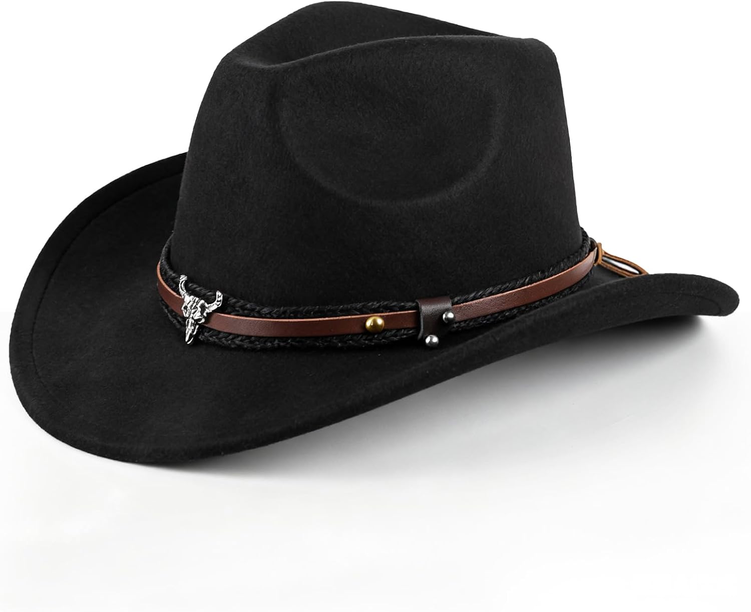 Black Cowboy Hat for Men and Women, Adjustable Wide Brim Western Style Hat Unisex Fashion Accessory for Costume Parties and Outdoor Events, Black