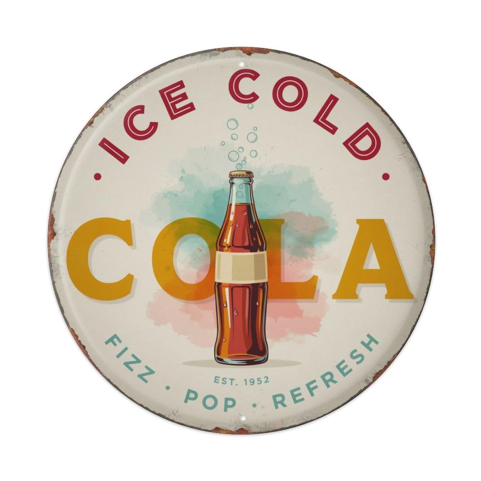 Ice Cold Cola Retro Soda Metal Tin Sign Plaque