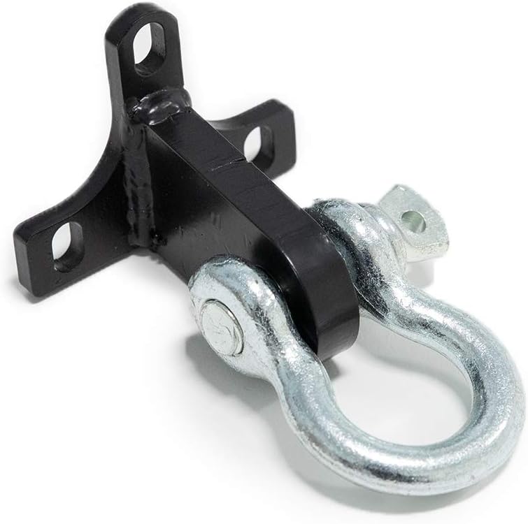 SuperATV Heavy Duty Front Hitch Plate/Front Tow Hook for 2019-2023 Polaris RZR XP 1000 / XP 4 1000 - Includes 1/2” Diameter Shackle