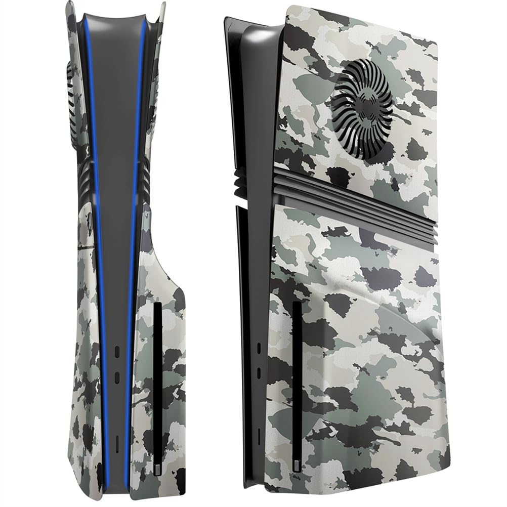 Placas frontales para PS5 Pro Disc Edition, para accesorios de cubierta P5 Pro, placa frontal, panel lateral transpirable, repuesto para placas de versión de disco PS5 Pro (camuflaje)