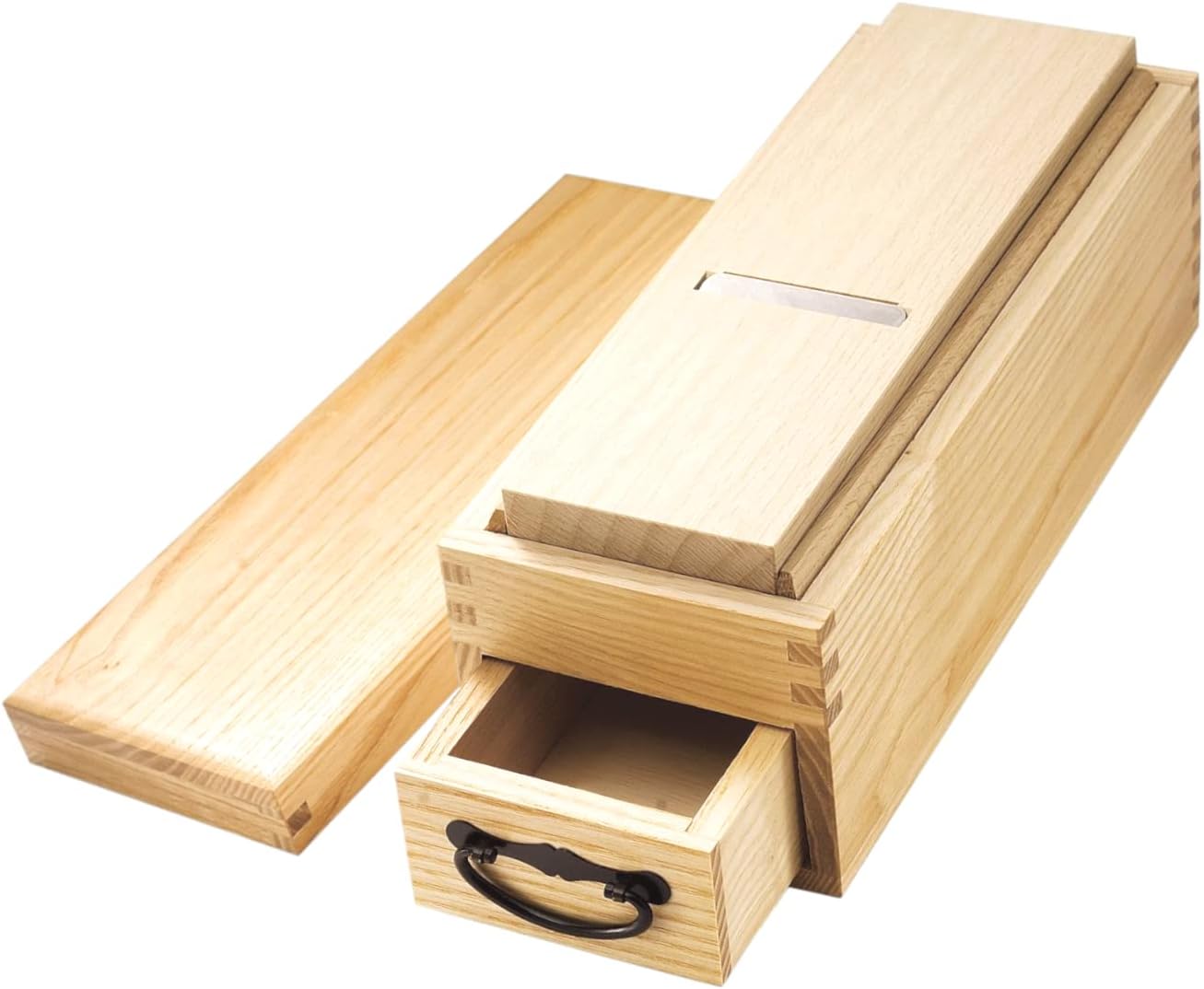 KAKURI Professional Dried Bonito Shaver Box, Japanese Aogami Blue Steel No.2, Katsuobushi Kezuriki Bonito Slicer Shaving Box, Made in JAPAN