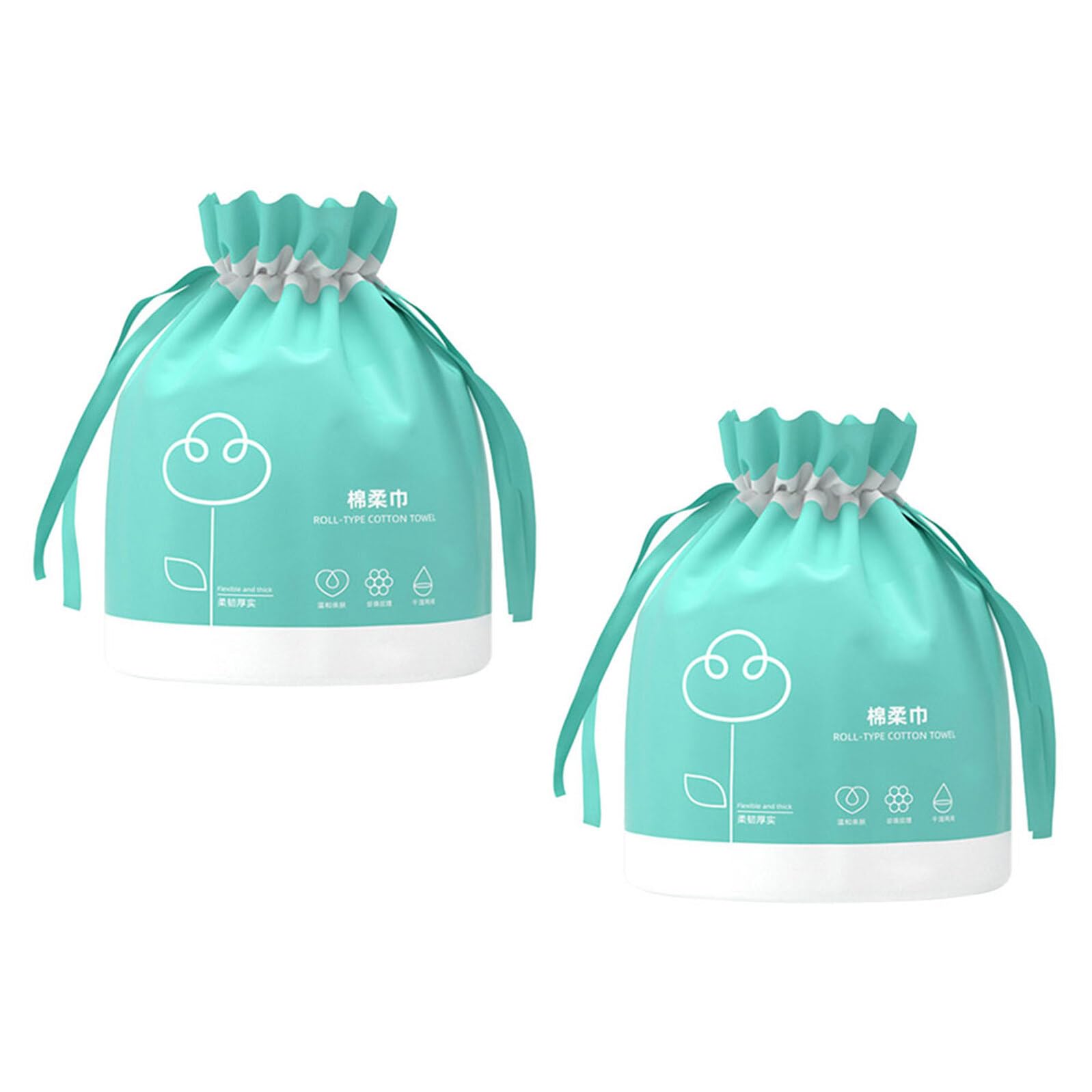 LALAFINA Salviette Detergenti Monouso per Viso in Cotone, 40 Pezzi per Rotolo, 2 Pezzi, Perfette per Pulizia Quotidiana e Cura del Viso Donna
