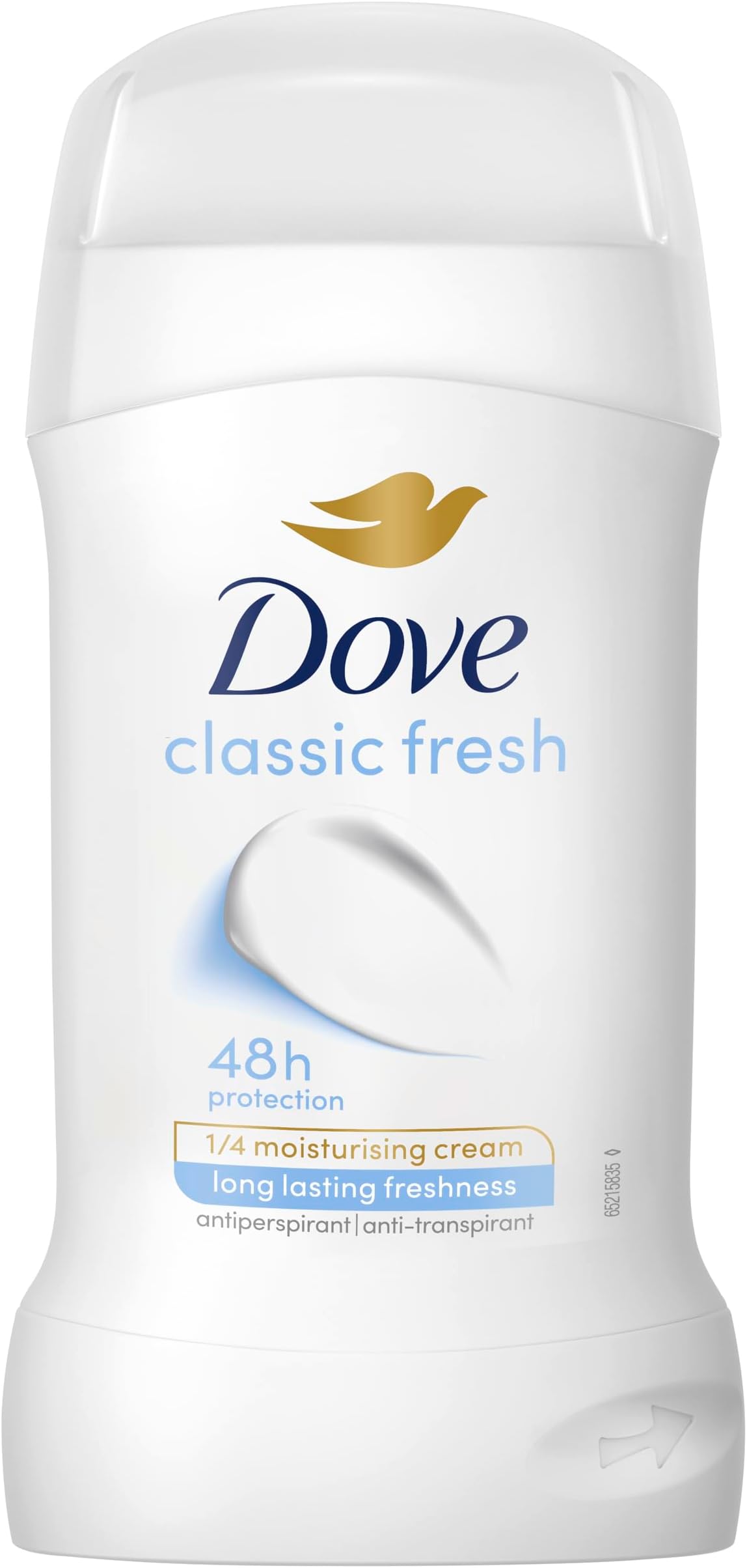 Dove Classic Fresh Anti-Perspirant Cream Women's Deodorant Stick with ¼ moisturising cream for 48 hour sweat protection and long-lasting fragrance 50 ml