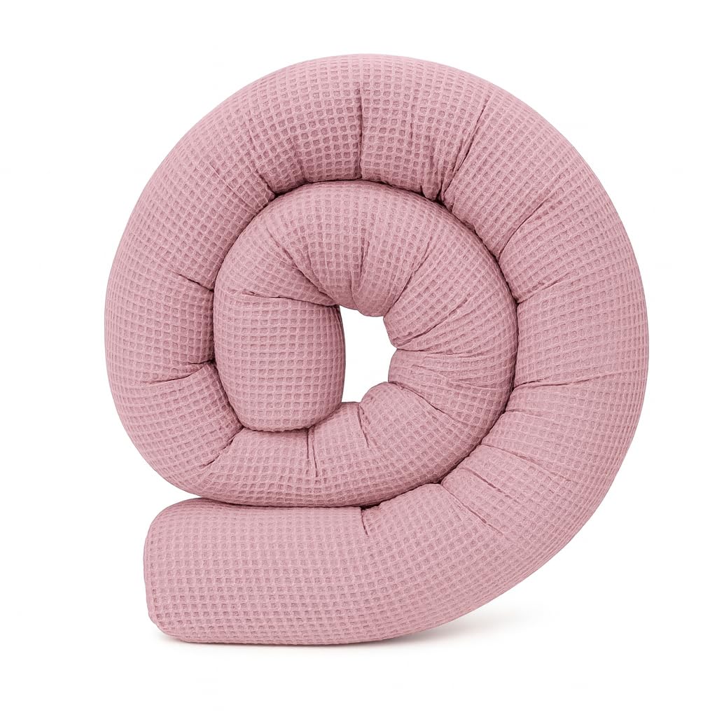 Schlangenmanufaktur® Baby Bettschlange Kuschelschlange Waffelpique Altrosa, Handgemacht in Bayern aus Öko-Tex® Materialien, Laufstall-Umrandung (400x13cm)