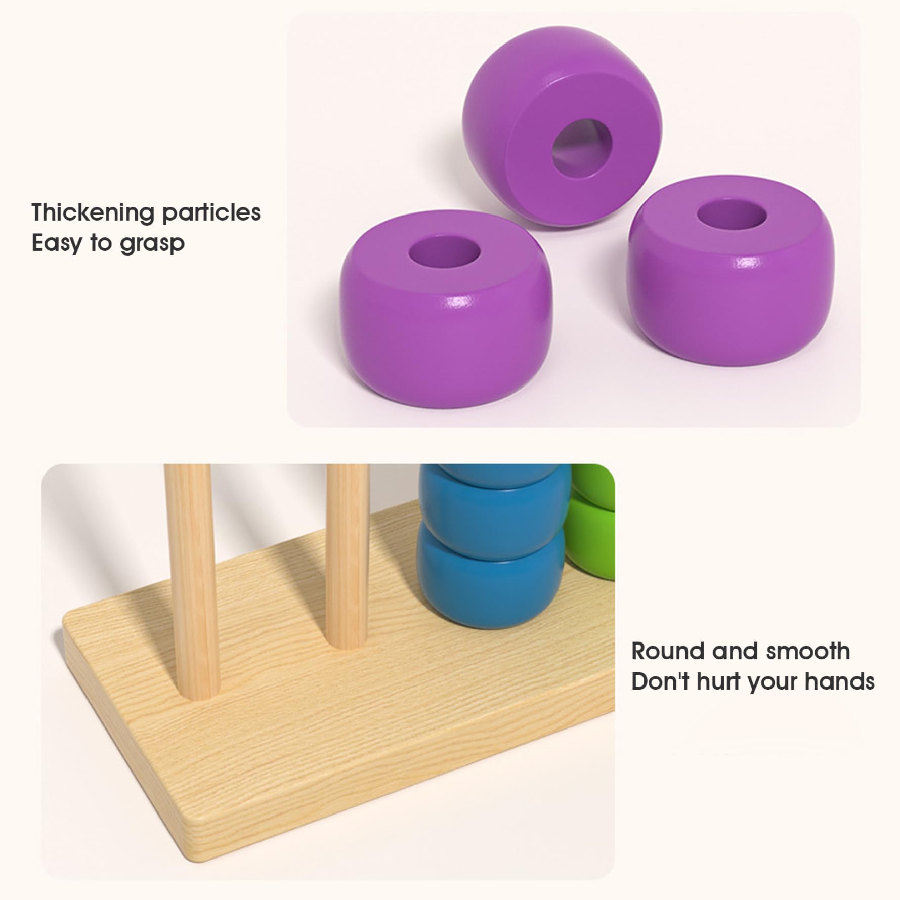 2-teiliges Farbsortierspielzeug, Farbstapel-Herausforderungsspiel, Stapelspielzeug aus Holz für Kleinkinder, Montessori-Lernspielzeug für Feinmotorik und Logik
