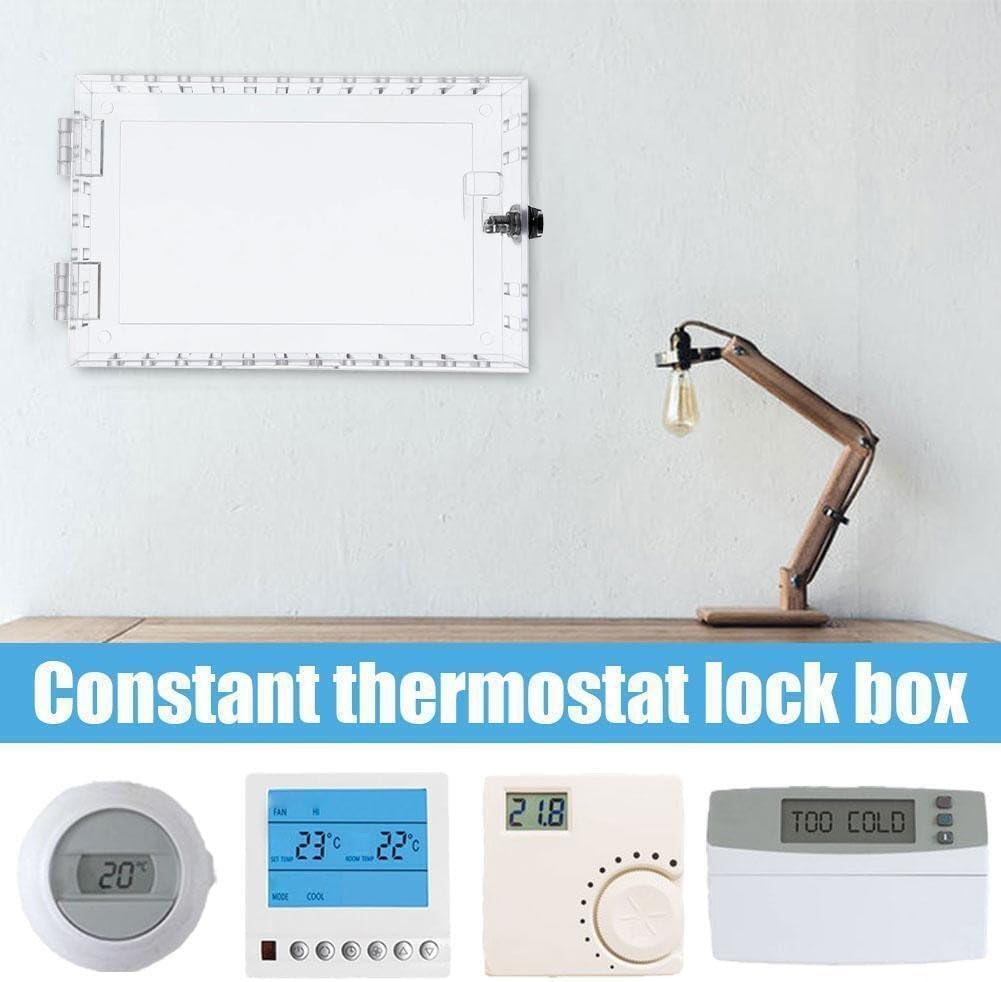 Caja de bloqueo de termostato acrílico, caja de bloqueo de termostato para montaje en pared con cerradura 25 x 15 x 6 cm, 400 g, protectores de termostato de acrílico universal para restaurantes,