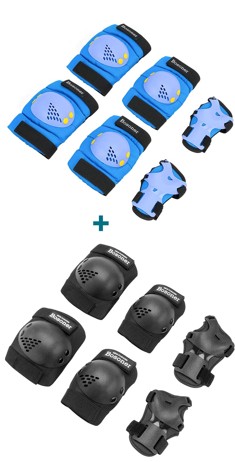 BOSONERKids/Youth Knee Pad Elbow Pads Guards Protective Gear Set for Roller Skates Cycling BMX Bike Skateboard Inline Skatings Scooter Riding Sports