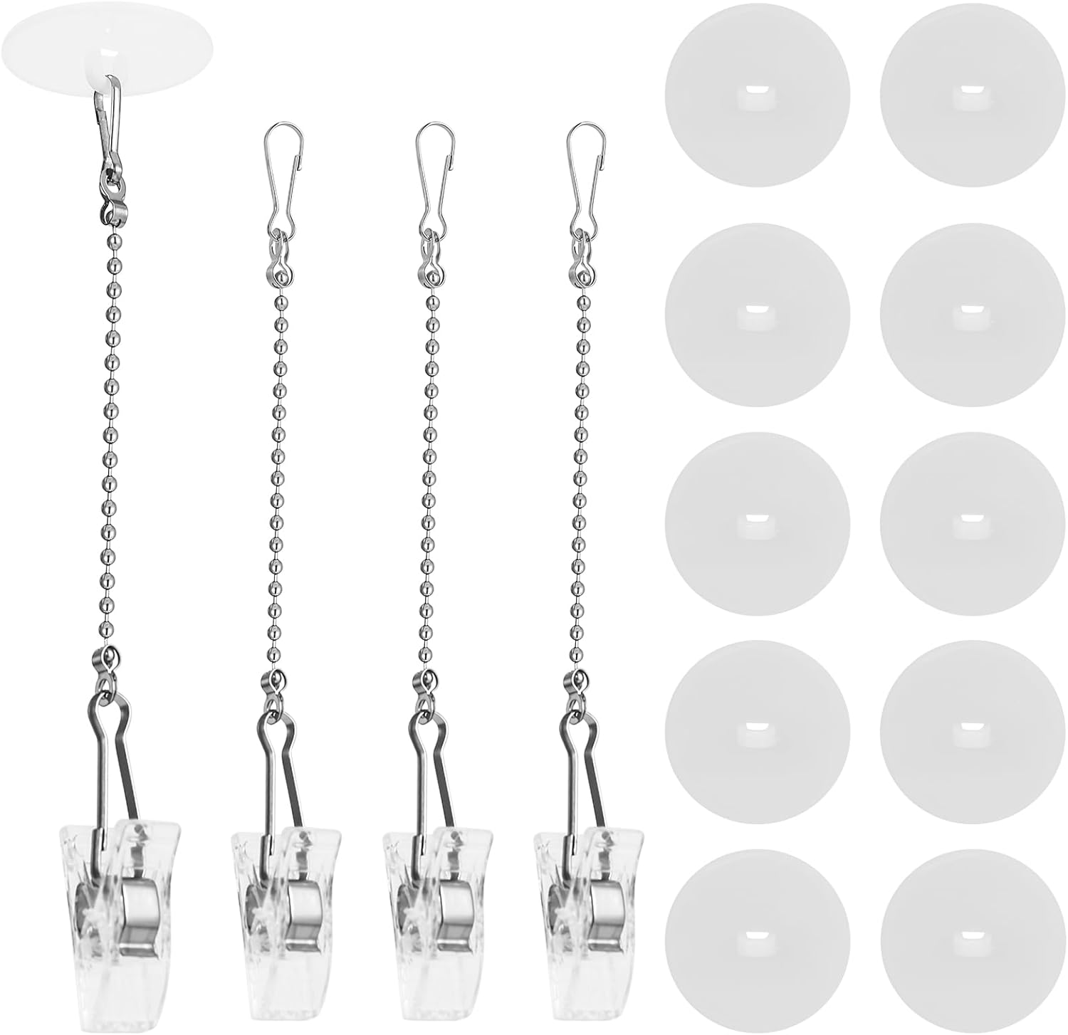 Delur 10 Pack Adhesive Ceiling Hooks & 4Pcs 10 Inch Hanging Chains, Self Adhesive