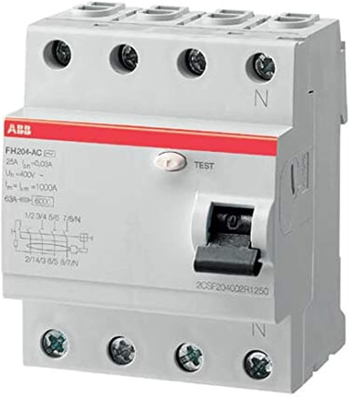 ABB Earth Leakage Circuit Breaker (ELCB/RCCB) 63A 4Pole 30mA FH204