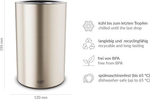Miniatura 7 de alfi VINO, acero inoxidable pol., enfriador de botellas de acero inoxidable, para botellas de 0,70-1 l, mantener frío sin condensación agua ni