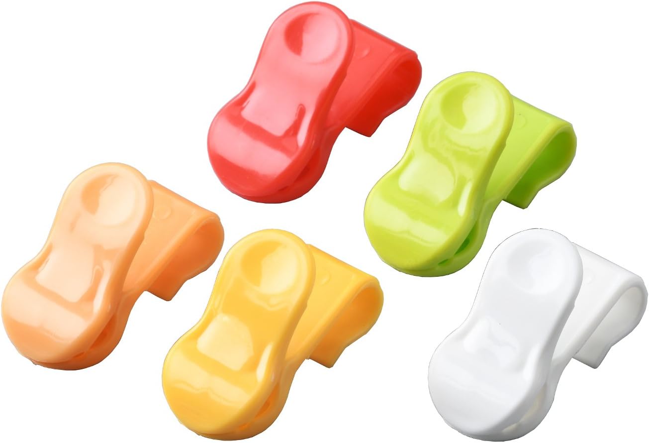 Kawataki Corporation Colorful Tube Clips, Set of 5 Colors, Approx. 1.0 x 2.1 x 1.4 inches (2.5 x 5.3 x 3.6 cm)