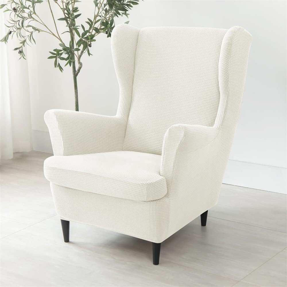 Jacquard Stretch Wingback Chair Covers 2 Piece Wing Chair Armchairs Covers