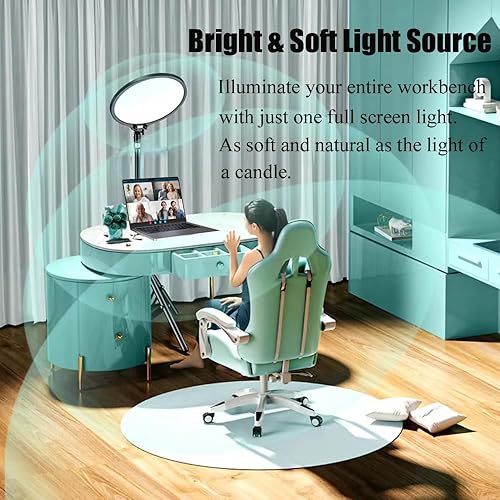 Miniatura 4 de Iluminación de videoconferencia para reuniones de Zoom  Anillo de luz de pantalla completa con soporte y soporte para teléfono  Luz de escritorio