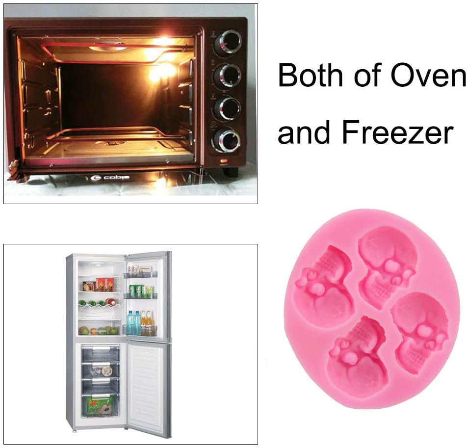 Chocolate Candy Molds, Halloween Skulls Silicone, Fondant Mold for Cake Decoration Wedding Party Supplies Set of 3 - Image 5