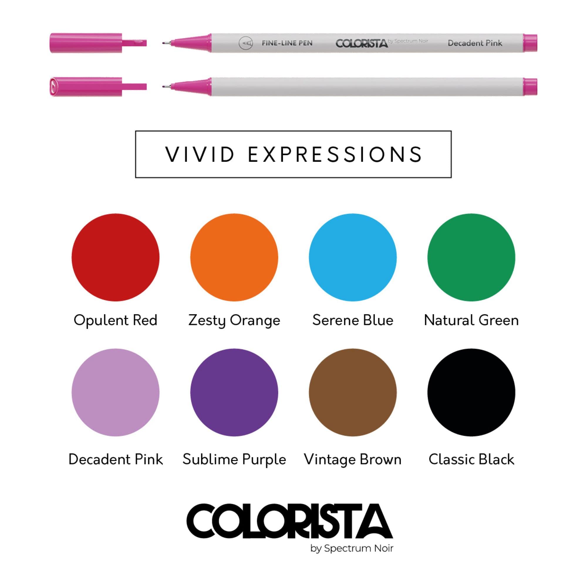 Spectrum Noir Colorista Fine-Line Pen - Pack of 8 - Vivid Expressions, 1 count (Pack of 8) - Image 2