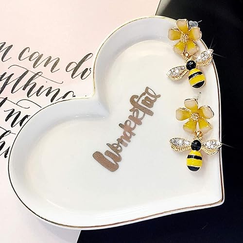 Miniatura 4 de Aretes de abeja chapados en oro, aretes colgantes de abeja para mujer, joyería de cristal de flor amarilla, regalos de Halloween