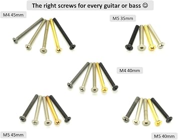 Guitar Neck Screws & Threaded Inserts – Stainless Steel – for Fender Stratocaster & Telecaster – M5, 40 mm (Set of 4 with Mounting Tool)